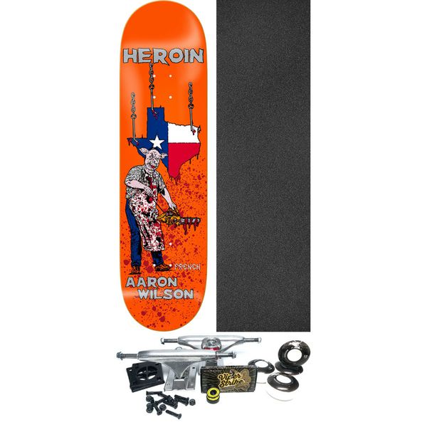 Heroin Skateboards Aaron Wilson God of Meat Skateboard Deck - 8.5" x 32" - Complete Skateboard Bundle
